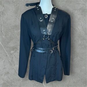 Vintage Black Blouse  with black embroidery